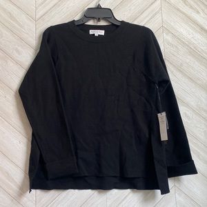 NEW Michael Stars crew neck split side sweater black xs
